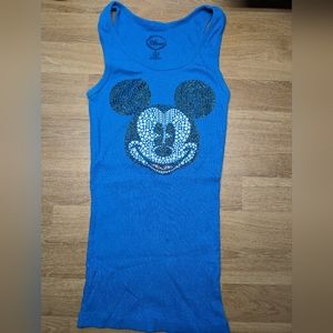 Disney Tank Top Blue Glitter Mickey Women's Small